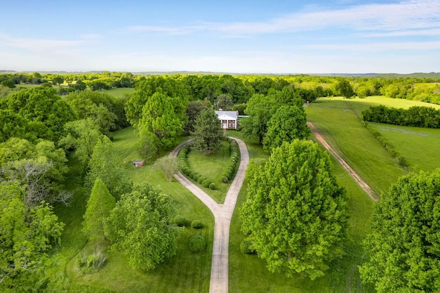 aerial view featuring a rural view