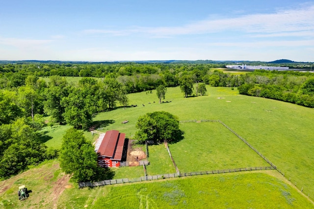 aerial view featuring a rural view