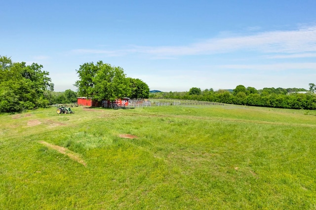 view of yard with a rural view