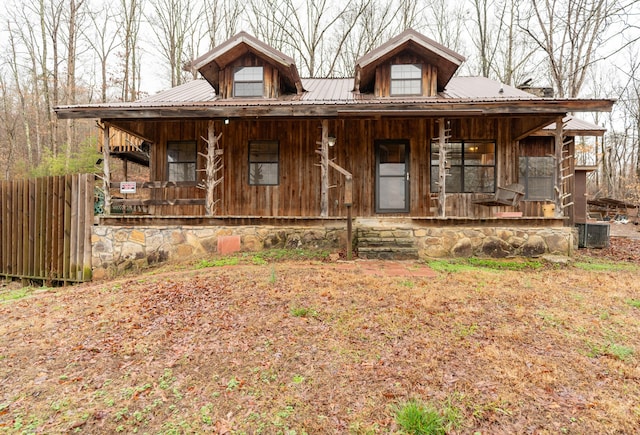 view of front of home featuring central AC and covered porch