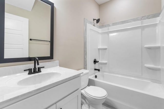 full bathroom featuring vanity, toilet, and tub / shower combination