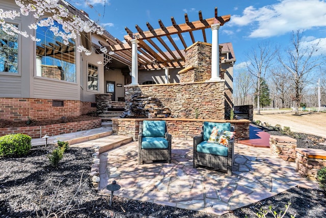 view of patio / terrace featuring a pergola