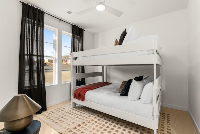 bedroom featuring ceiling fan