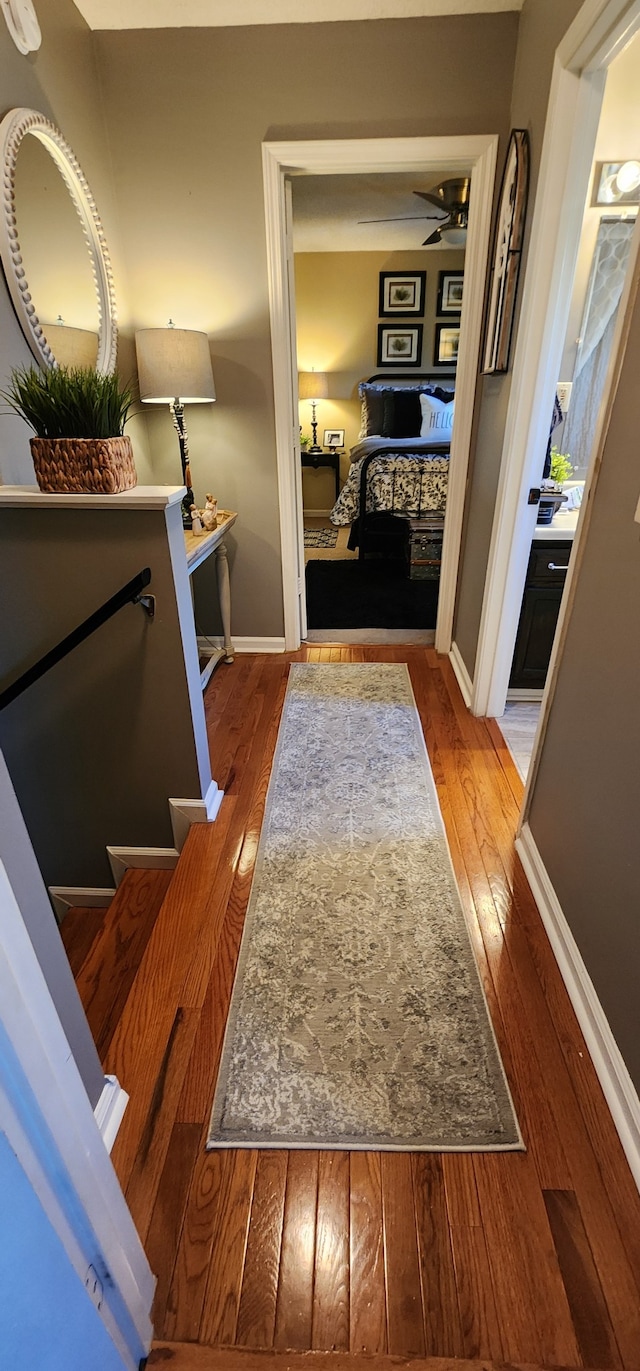 hallway with wood-type flooring