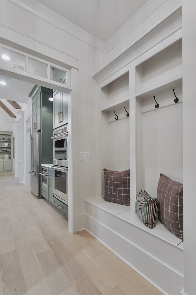 mudroom featuring light hardwood / wood-style floors