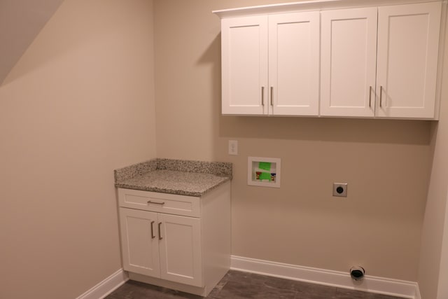 washroom featuring cabinets, hookup for an electric dryer, and washer hookup