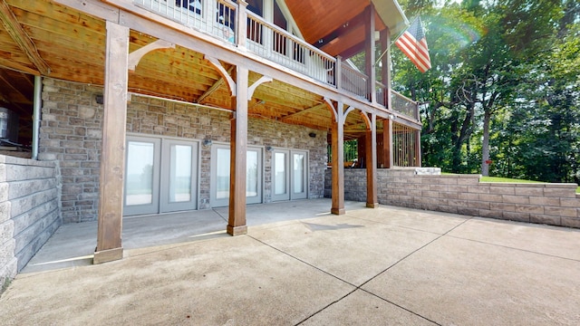 view of terrace featuring french doors