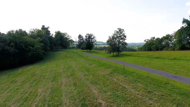 view of yard with a rural view