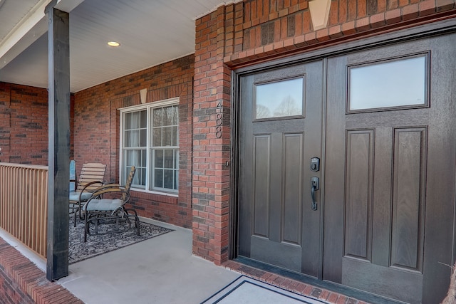 property entrance with a porch