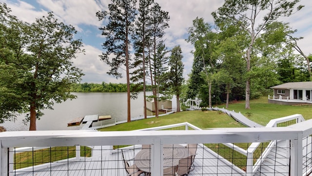 view of water feature with a boat dock