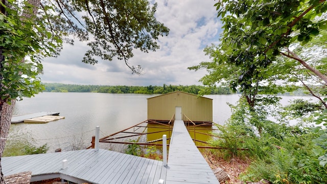 view of dock featuring a water view