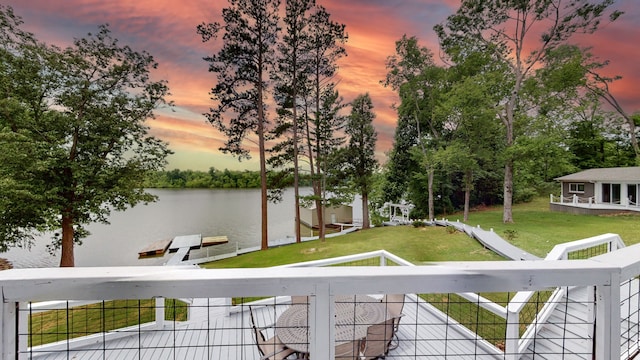 property view of water with a boat dock