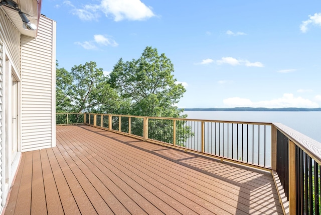 deck with a water view