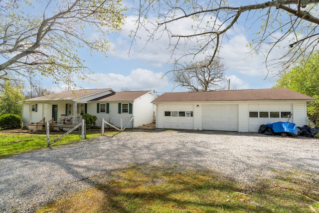 single story home featuring a garage