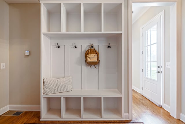 mudroom featuring light wood-type flooring