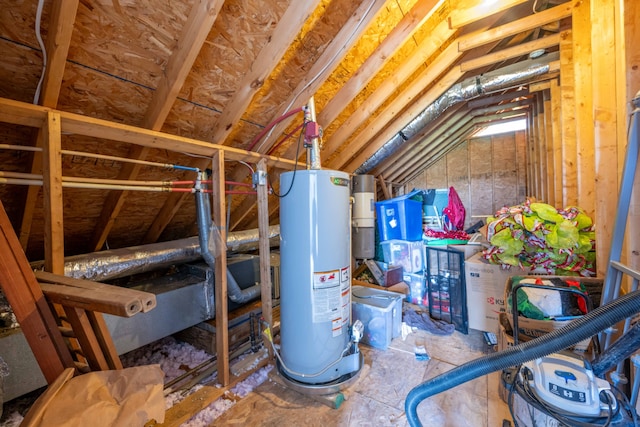 attic featuring water heater