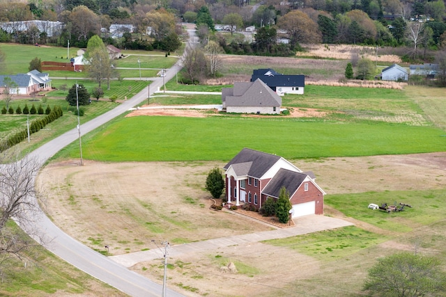 drone / aerial view with a rural view