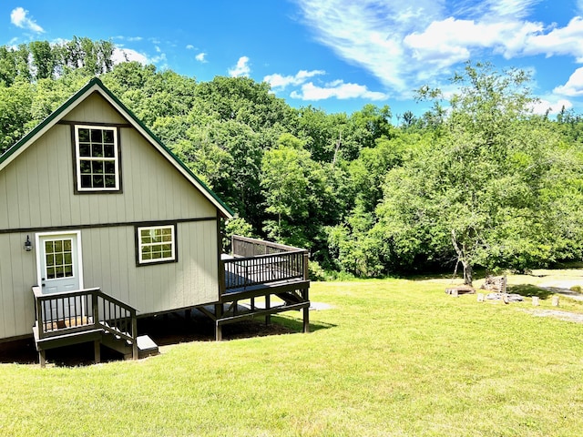 view of yard with a deck