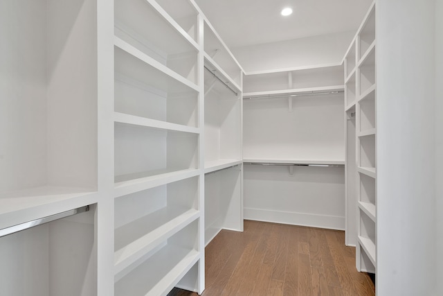 walk in closet featuring dark hardwood / wood-style floors