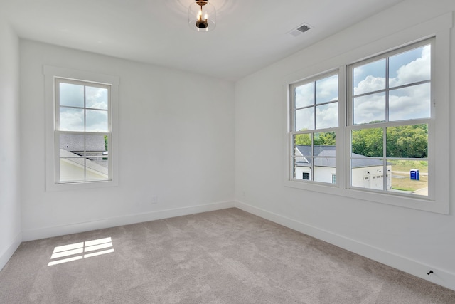 carpeted spare room featuring plenty of natural light