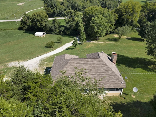 birds eye view of property featuring a rural view