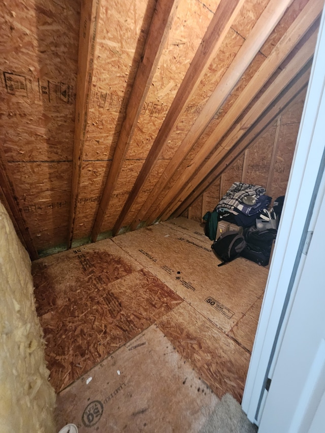 view of unfinished attic