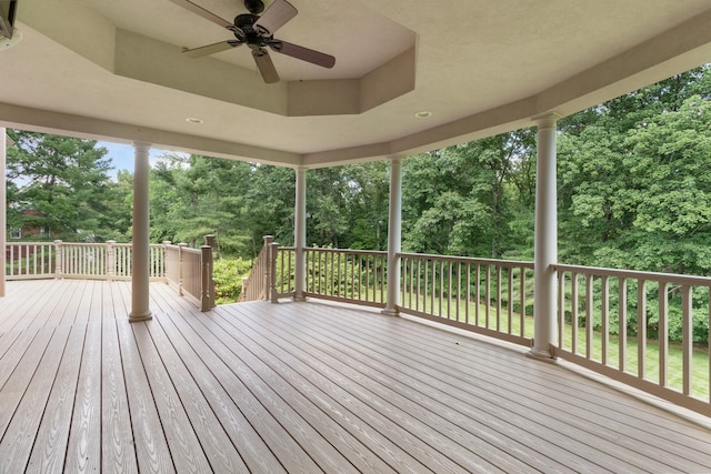 deck featuring ceiling fan