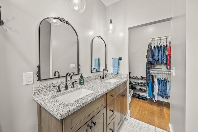 bathroom featuring wood-type flooring and vanity