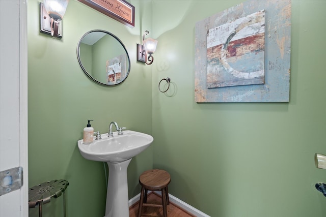 bathroom with parquet floors