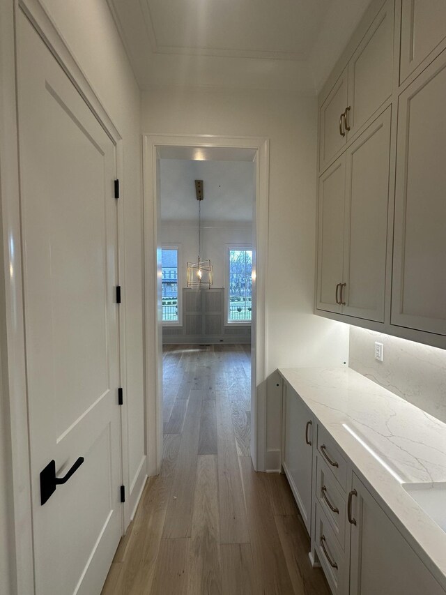 hall featuring light hardwood / wood-style floors