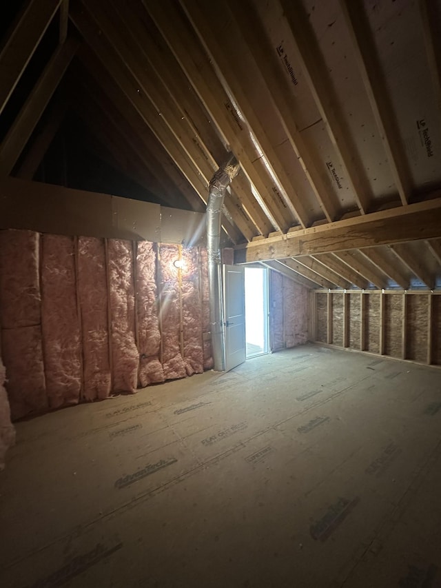 view of unfinished attic