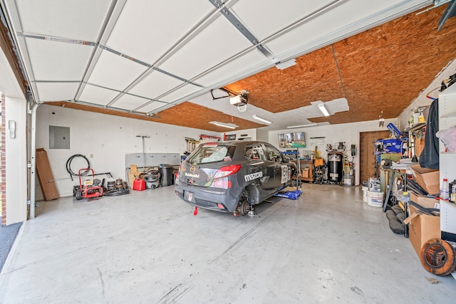 garage with a garage door opener