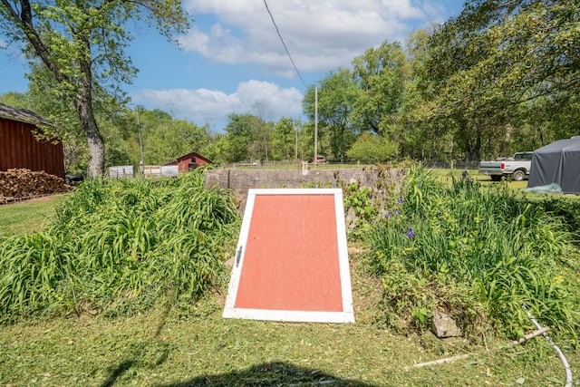 view of storm shelter