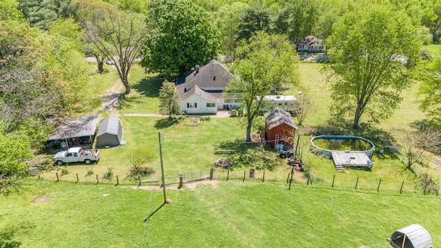 aerial view with a rural view