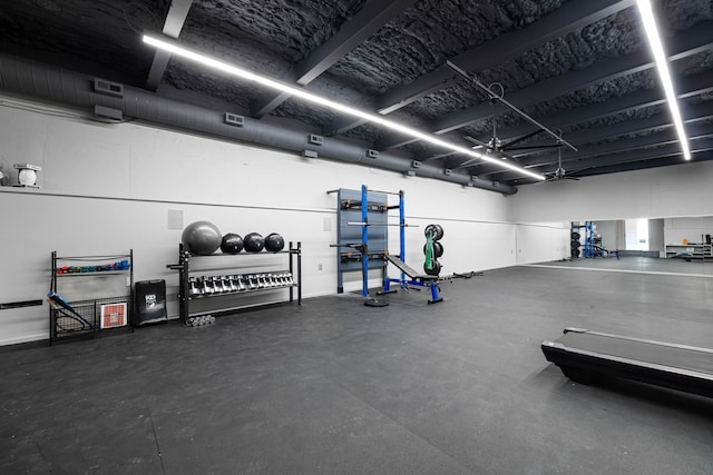 gym with concrete flooring