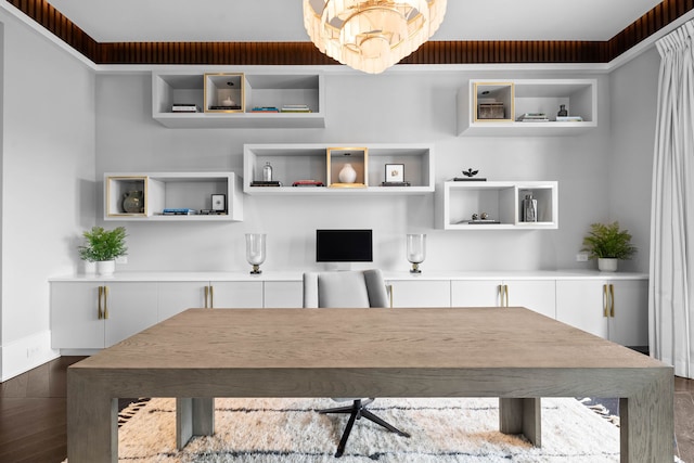 office featuring dark wood-type flooring