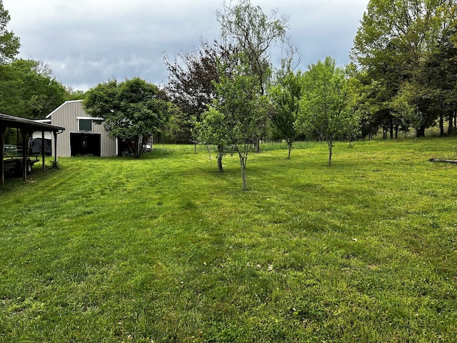 view of yard with an outbuilding