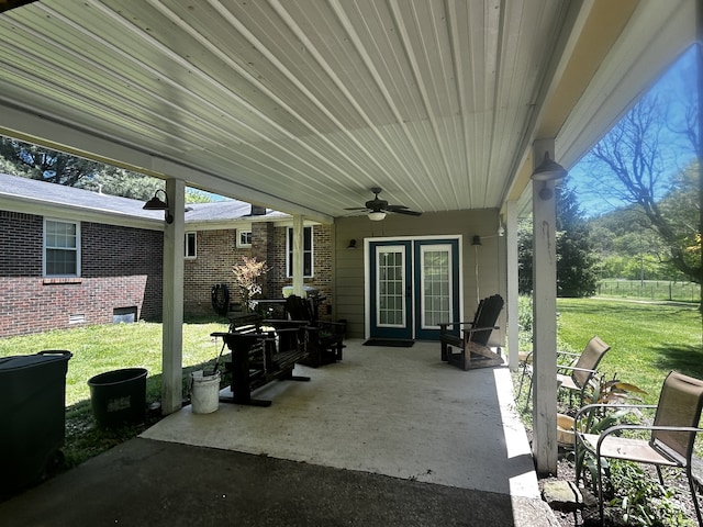 view of patio with ceiling fan