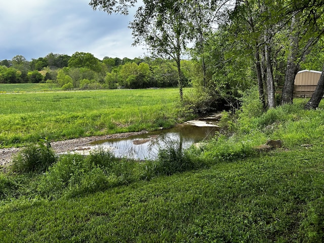 water view featuring a wooded view