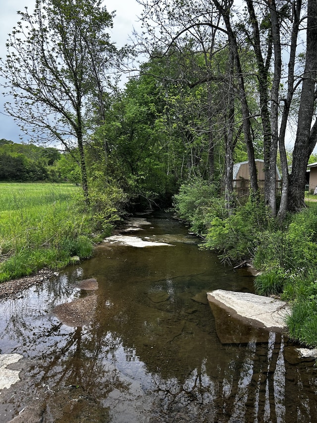 property view of water with a forest view