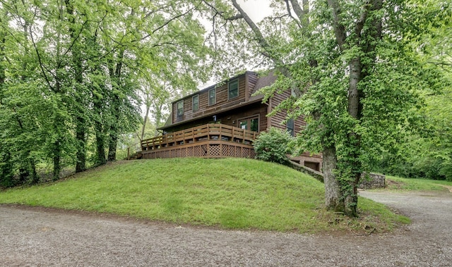 view of yard featuring a deck