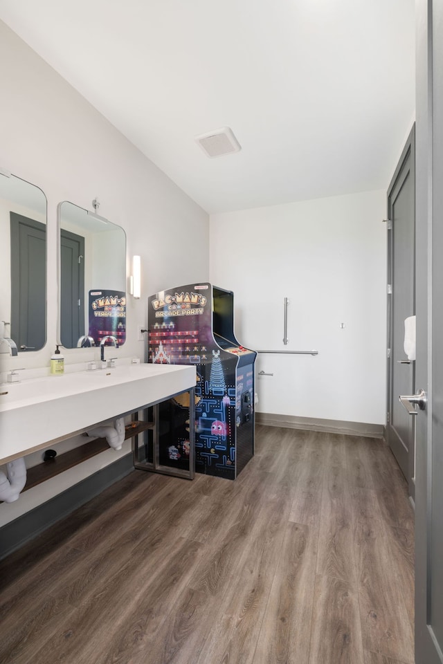 home office featuring wood-type flooring