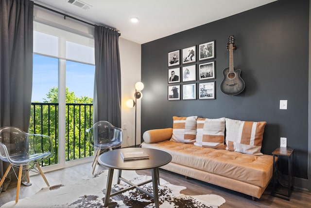 living room with hardwood / wood-style floors