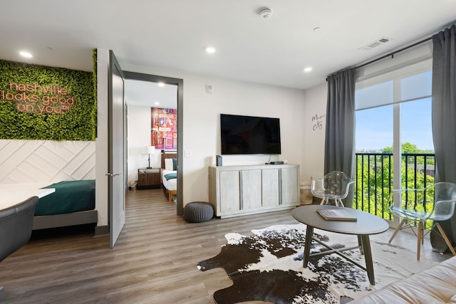 living room featuring light hardwood / wood-style flooring