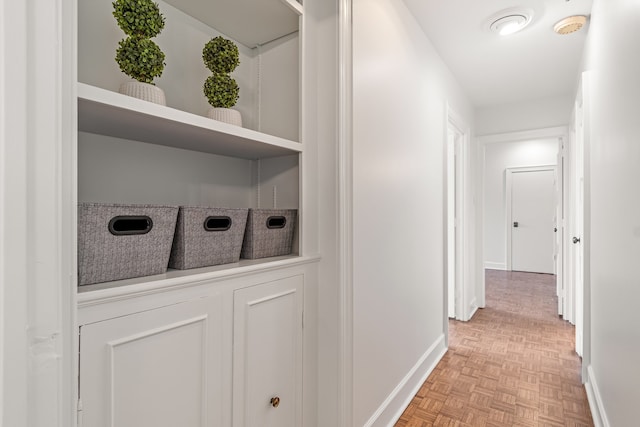 hall with light parquet flooring