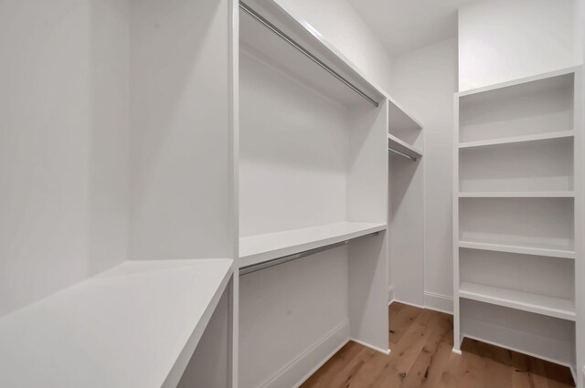 walk in closet with light wood-type flooring