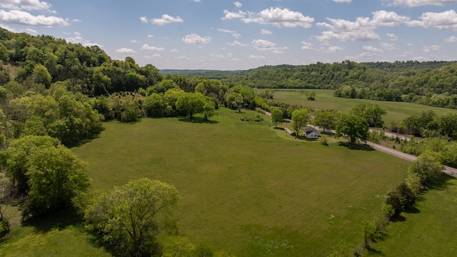 birds eye view of property featuring a rural view