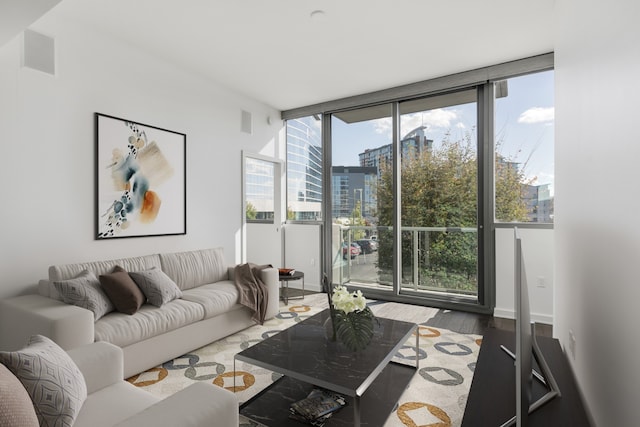 living room featuring hardwood / wood-style floors