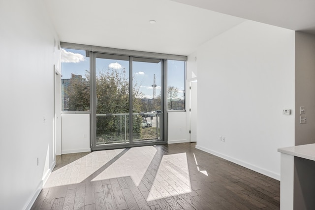 unfurnished room featuring a healthy amount of sunlight and dark hardwood / wood-style floors