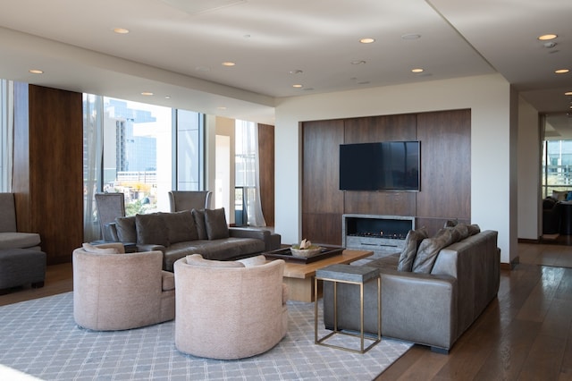 living room with wood-type flooring